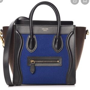 Celine TRICOLOR Indigo, Brown and Black Nano Luggage Tote